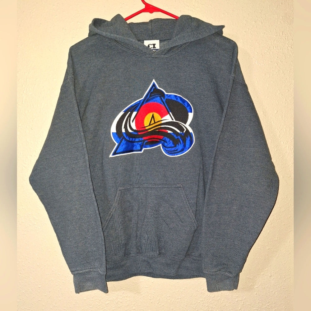 NHL Colorado Avalanche  Stitched Gray Hoodie Size Medium